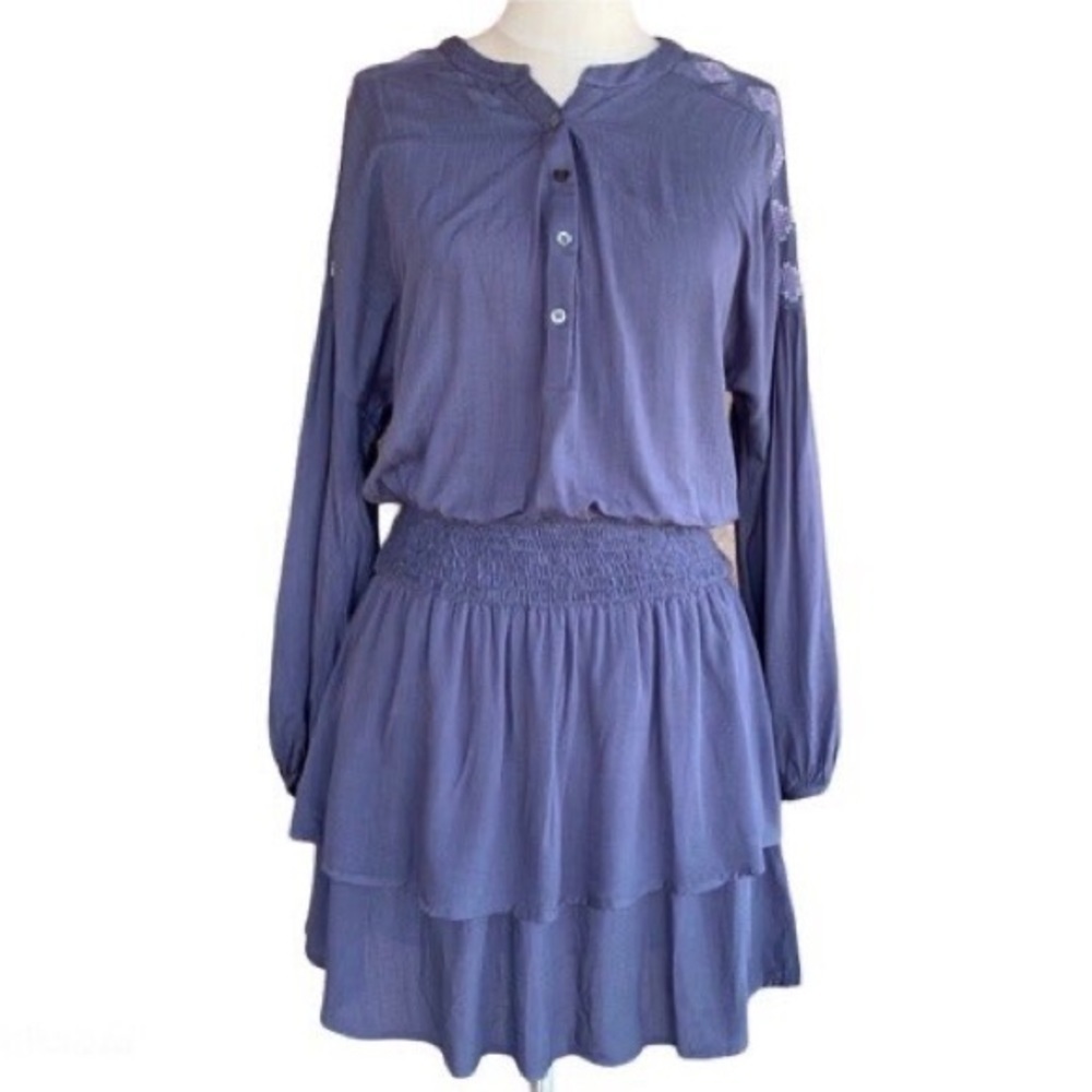 ⚫️ Hummingbird Casual Blue Embroidered Dress​​​​
